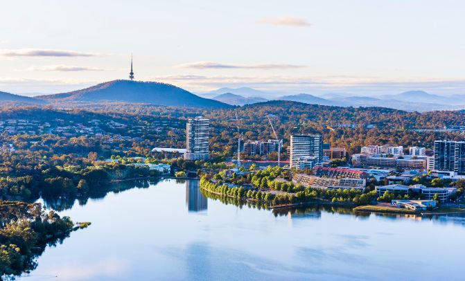 Canberra location with city and lake views